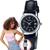 Relógio de Pulso Casio Feminino Classico Pulseira de Couro Analógico Casual Pequeno Prata LTP-V002L LTP-V002L-1BUDF - Preto