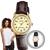 Relógio de Pulso Casio Feminino Clássico Pulseira de Couro Social Analógico Dourado LTP-V001GL LTP-V001GL-9BUDF - Marrom