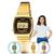 Relógio de Pulso Feminino Casio Vintage Mini Quadrado Original Moderno LA670WGA Pequeno Digital Retro Dourado LA670WGA-1DF - Dourado