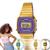 Relógio de Pulso Feminino Casio Vintage Mini Quadrado Original Moderno LA670WGA Pequeno Digital Retro Dourado LA670WGA-6DF - Dourado