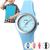  Relógio de Pulso Infantil Skmei Digital Analógico Prova Dágua 50 Metros Esportivo Rosa Azul Preto Pulseira de Silicone Original 1722 - Azul