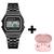 Relógio De Pulso Retro Digital + Fone Sem Fio Ios/android (002) 002 Chumbo + Fone Rosa