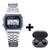 Relógio De Pulso Retro Digital + Fone Sem Fio Ios/android (002) 002 Prata + Fone Preto