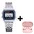 Relógio De Pulso Retro Digital + Fone Sem Fio Ios/android (002) 002 Prata + Fone Rosa
