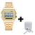 Relógio De Pulso Retro Digital + Fone Sem Fio Ios/android (002) 002 Dourado + Fone IOS Branco