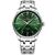 Relógio de Quartzo Masculino Pulseira de Aço inoxidável Resistente à água Verde