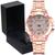 Relógio feminino analógico estiloso elegante + caixa ROSÉ
