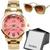 Relógio Feminino Dourado Rosa Banhado Moda Luxo + Óculos Sol Proteção Uv Presente Dourado