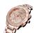 Relógio Feminino Gêneva Luxo Aço Inoxidável Estojo Rose