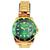 Relógio Feminino Luxo À Prova dÁgua Pallyjane Dourado/Verde