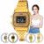 Relógio Feminino Marca Casio Vintage Feminino Pequeno Quadrado Digital Casual Dourado LA680WGA LA680WGA-9BDF - Dourado