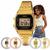 Relógio Feminino Marca Casio Vintage Feminino Pequeno Quadrado Digital Casual Dourado LA680WGA LA680WGA-1DF - Dourado