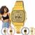 Relógio Feminino Marca Casio Vintage Feminino Pequeno Quadrado Digital Casual Dourado LA680WGA LA680WGA-9DF - Dourado