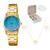 Relógio Feminino Oremte Semi-automático Aprova D'agua Original  Dourado com Azul Esfumado