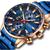 Relógio Inoxidável Masculino Curren 8351 de Luxo Militar AZUL COM ROSE