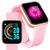 Relógio inteligente Smartwatch Y8 inclui fotos de fundo, monitor esportivo, Resistente à Água IP67 rosa