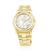 Relógio Jean Vernier Caixa e Pulseira Aço Vidro Cristal Dourado+Branco