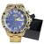 Relógio Masculino de Aço Premium Com Caixinha Lindo Presente Relógio Dourado/Azul