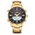 Relógio Masculino de Luxo Resistente a Água Inoxidável Dourado