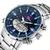 Relógio Masculino de Luxo Resistente a Água Inoxidável Prata com azul