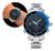 Relógio Masculino Digital Analógico Luxo Aço Inoxidável Prata e Azul