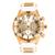 Relógio Masculino Resistente a água Analógico Luxo Pulseira de Silicone Pallyjane Branco/Dourado Fundo Dourado