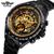 Relógio Masculino Winner Luxo Automático Aço Inoxidável Preto, Dourado