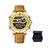 Relógio Naviforce Esportivo Pulseira de Couro Social Luxo Marrom-Gold