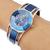 Relógio Original Feminino Bracelete Aço Inoxidável Prateado Azul