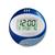 Relógio redondo digital LCD de mesa ou de parede com despertador temperatura e calendário 6870 Azul