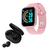 Relógio Smart  Digital D20 Masculino / Feminino + Fone S/fio Rosa