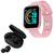 Relógio Smart Watch Digital D20 Masculino / Feminino + Fone Bluetooth Sem Fio Rosa