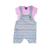 Roupa Bebê Macacão Jardineira e Camiseta Verão em Algodão Cinza e rosa
