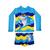 Roupa de Banho Infantil Sunga e Camiseta Térmica Proteção Fator UV50+ Tubarão
