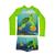 Roupa de Banho Infantil Sunga e Camiseta Térmica Proteção Fator UV50+ Tartaruga