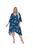 Roupa Feminina Plus Size Vestido Transpassado Estampado Azul
