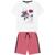 Roupa Infantil Conjunto Camiseta Meia Malha e Bermuda Moletom Menino Milon Branco Sun Shine Vermelho, Branco