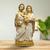 Sagrada Familia Imagem Em Gesso Traços Finos Dourada 20cm  Branca