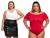 Saia Moda Evangélica Midi Fenda Tecido Sintético E Body Babado Ciganinha Feminino Plus Size Preto, Vermelho