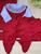 Saída de maternidade de menina em tricot 4 peças body com renda e pérolas Vermelho
