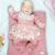 Saida de Maternidade Menina Vestido Recem Nascido Princesa Trico 4 Peças Tam P 1 a 3 Meses Rosa chique