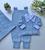 Saída de maternidade menino 6 botões em tricot 4 peças Azul bebê