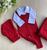 Saída de maternidade menino 6 botões em tricot 4 peças Vermelho