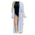 Saída moda praia feminina tricot longa kimono manga longa Branco