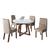Sala de Jantar Bom Pastor River 4 Cadeiras Fiore Luxo com Tampo de Vidro 110X110 Tec, 062 tp, Bd, Off, Bs, Amêndoa