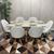 Sala de Jantar Mesa Bennet 1,60m Com 6 Cadeiras Dilly Giratórias Linho Mesclado Bege Claro e Escuro M21