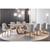 Sala de Jantar Santorine com Cadeiras Belíssima Mobillare Floral Bege com Off White e Imbuia