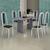 Sala de Jantar Uai Móveis Copacabana Mesa Granito 140x75 6 Cadeiras Preto Liso/Branco/Granito