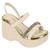 Sandalia Anabela Beira Rio Conforto Feminina Strass Macia Creme