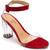 Sandalia Casual Krn Shoes com Tira Transparente Salto Alto Grosso Vermelho